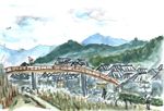 水彩画/五十鈴川にて
